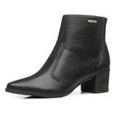 Bota Pegada Feminina Cano Curto em Couro Preto 280502-05