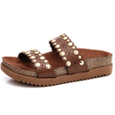 Sandália Papete Moleca Flatform com Tachas Avelã - 5500.125