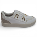 Tênis Vizzano Feminino Casual Branco/Dourado/Branco OFF
