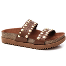 Sandália Papete Moleca Flatform com Tachas Avelã - 5500.125