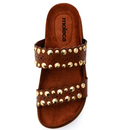 Sandália Papete Moleca Flatform com Tachas Avelã - 5500.125